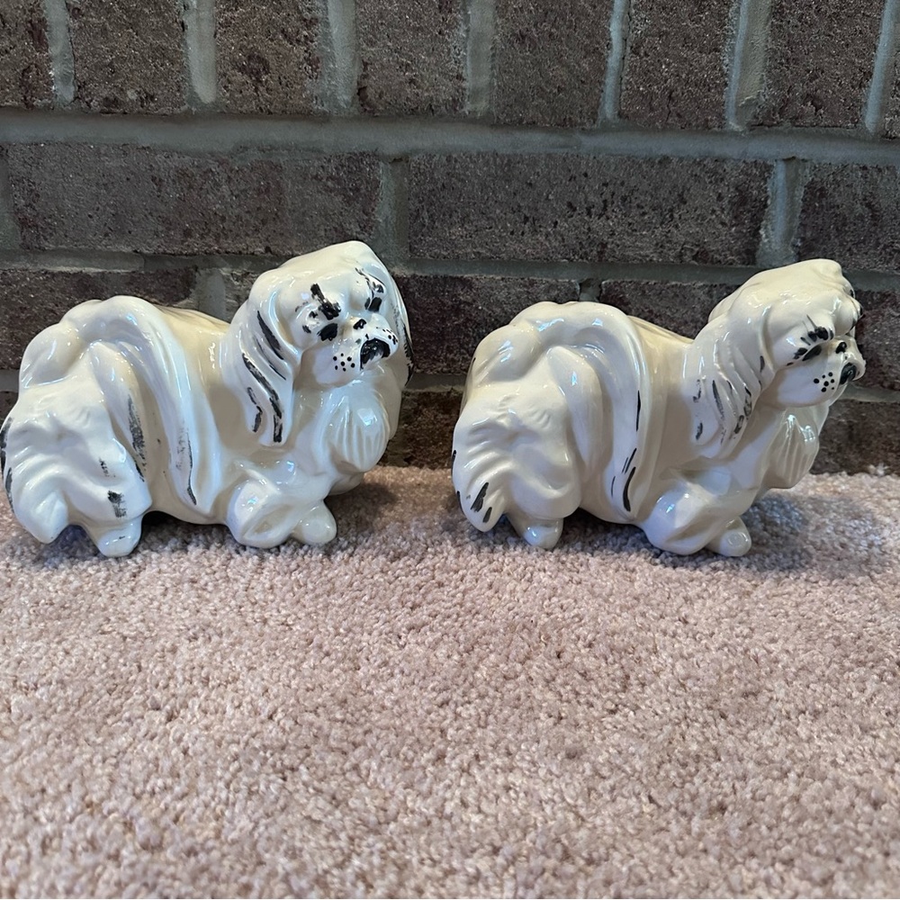 Pekingese Porcelain Decorative Dog Figurines - Vintage